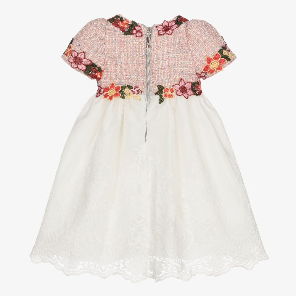 Graci-Pink Tweed & Lace Dress   | Childrensalon Outlet