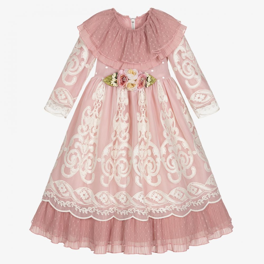 Graci - Розовое платье с винтажным кружевом  | Childrensalon
