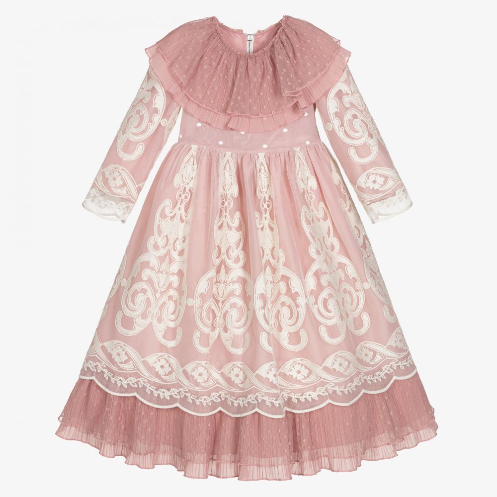 Graci-Розовое платье с винтажным кружевом | Childrensalon Outlet