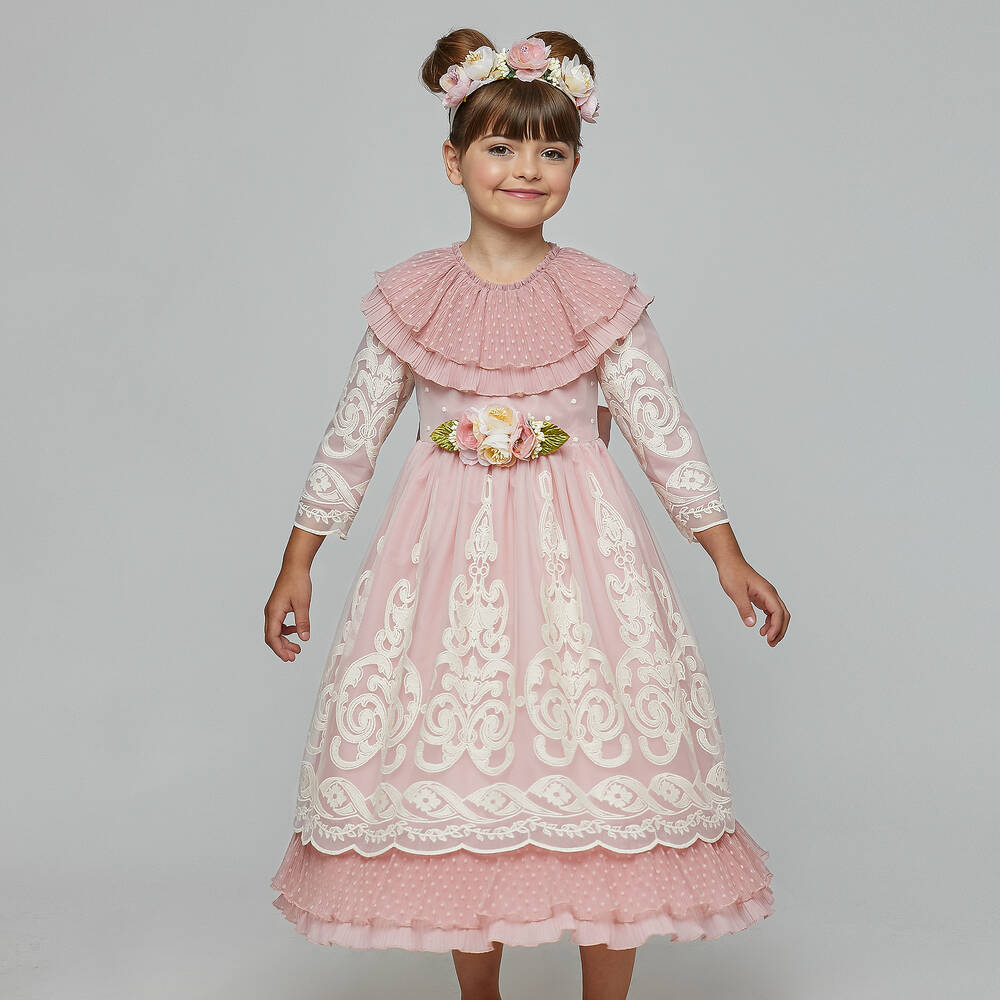Graci-Розовое платье с винтажным кружевом | Childrensalon Outlet