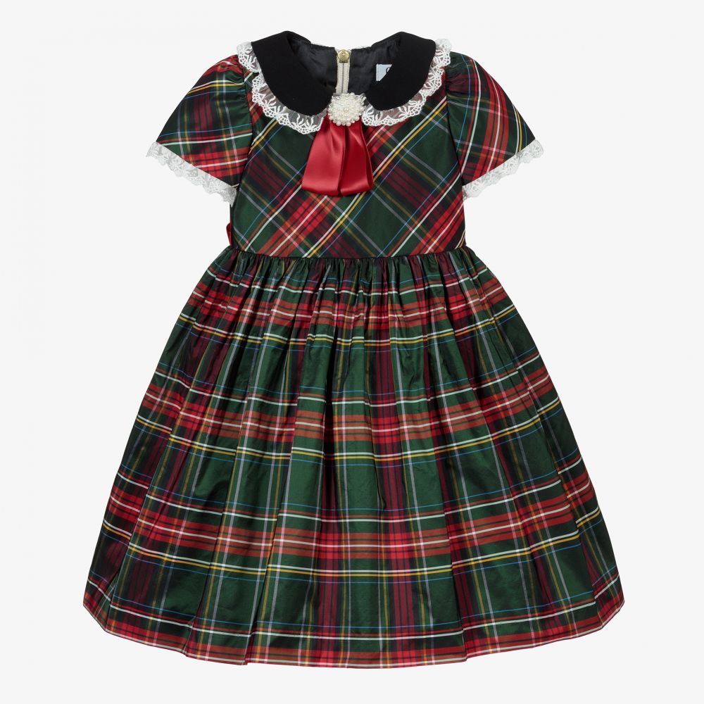 Graci - Красно-зеленое платье из тафты | Childrensalon