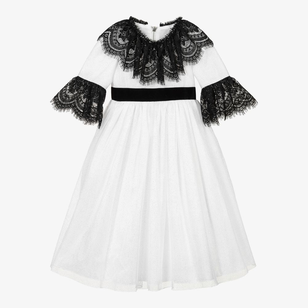 Graci-White & Black Tulle Dress  | Childrensalon Outlet