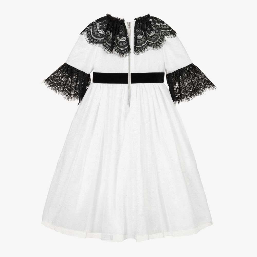 Graci-White & Black Tulle Dress  | Childrensalon Outlet