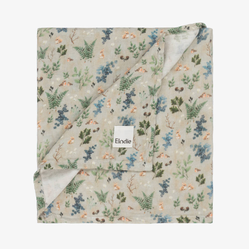 Elodie-Green & Blue Forest Print Muslin (80cm) | Childrensalon Outlet