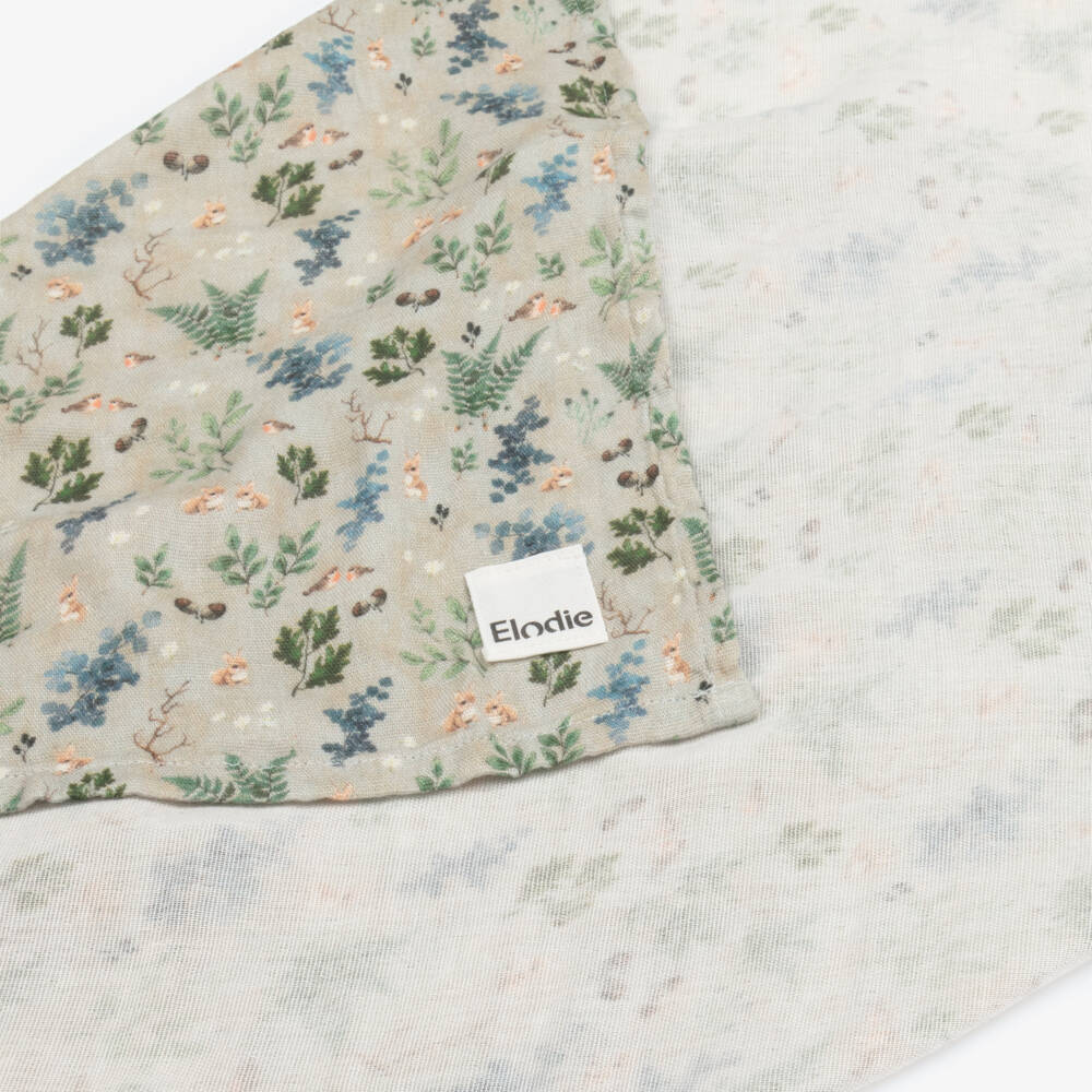 Elodie-Green & Blue Forest Print Muslin (80cm) | Childrensalon Outlet