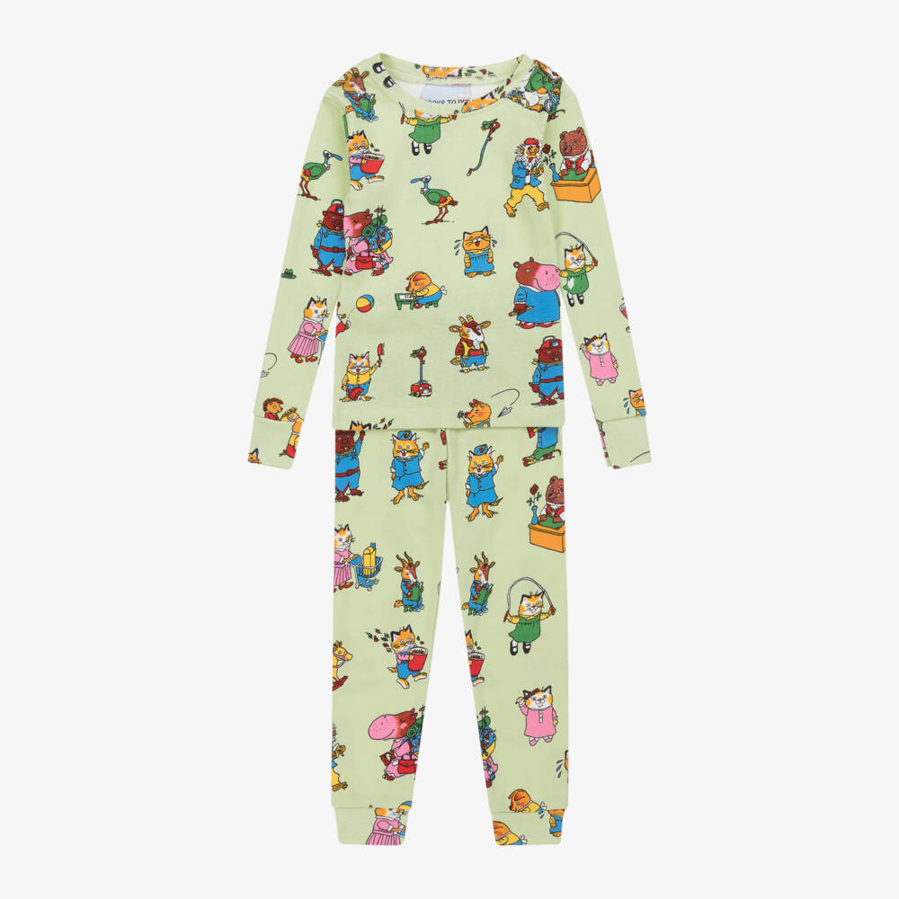 Books to Bed-Green Busy World Cotton Pyjamas & Book Set | Childrensalon Outlet