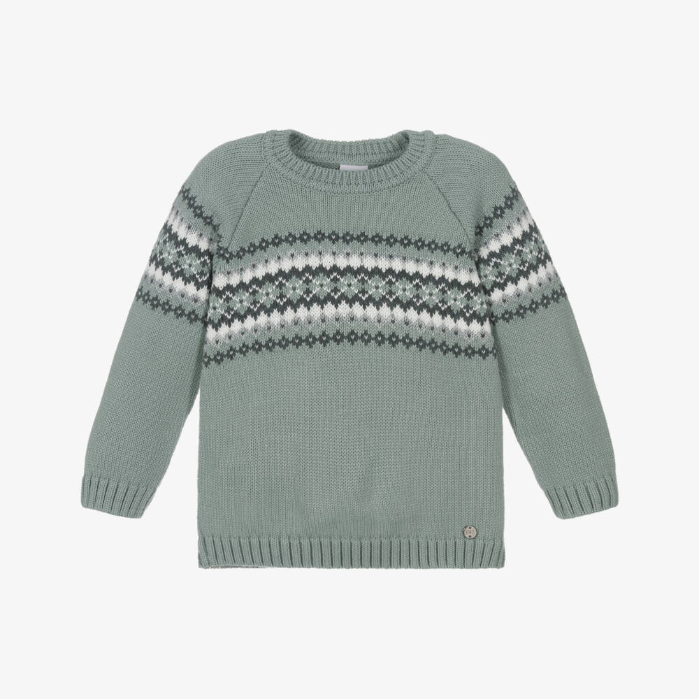PAZ Rodríguez-Зеленый свитер с узором Fair Isle | Childrensalon Outlet