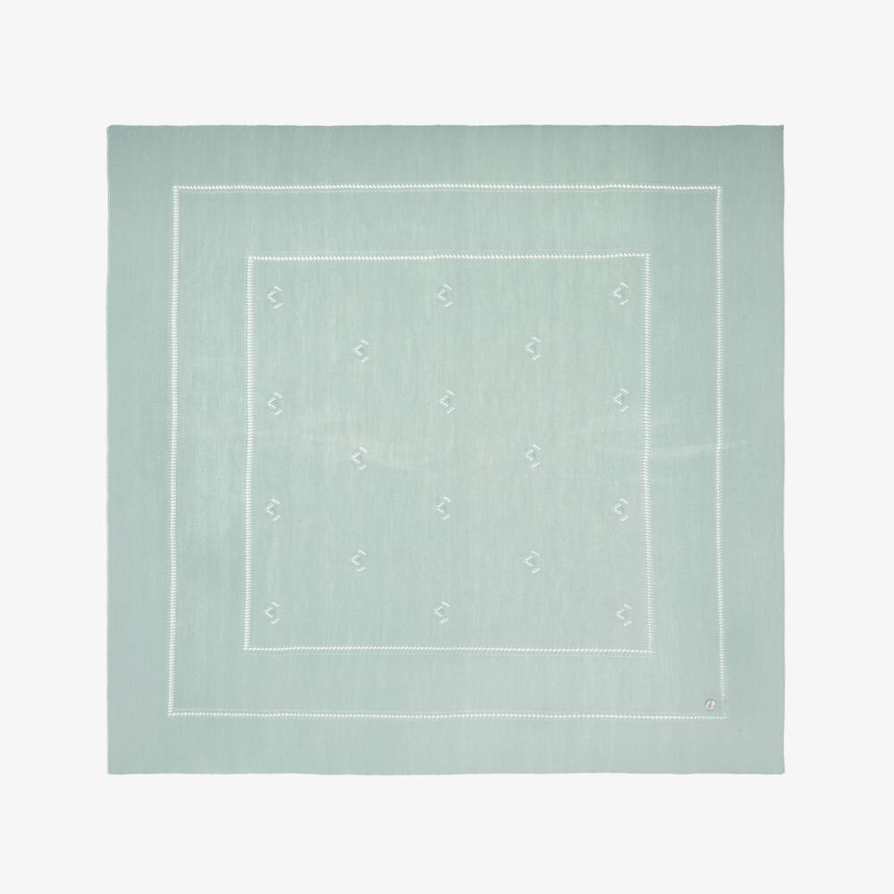 Artesanía Granlei-Green Openwork Knitted Baby Blanket (106cm) | Childrensalon Outlet