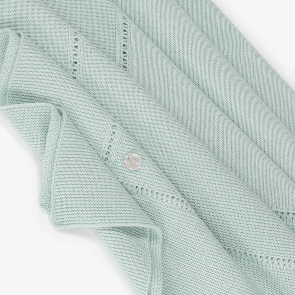 Artesanía Granlei-Green Openwork Knitted Baby Blanket (106cm) | Childrensalon Outlet