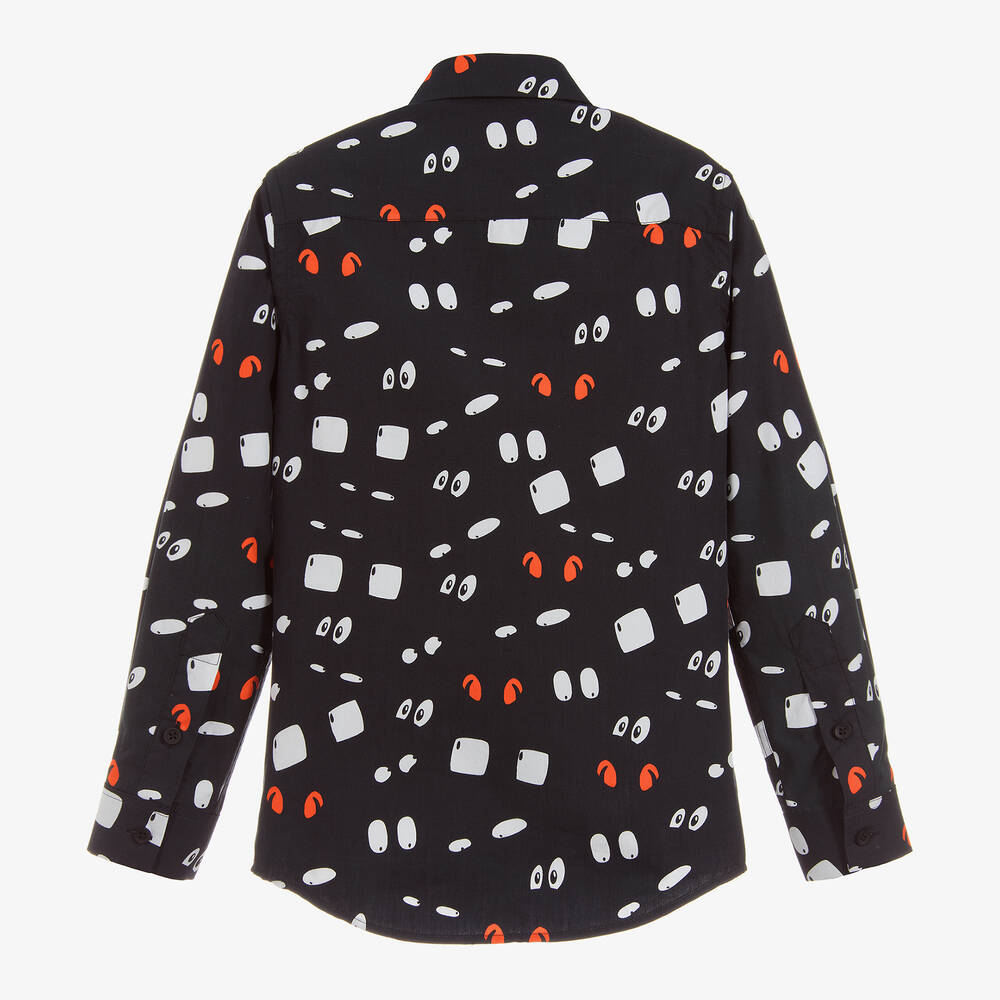 غريشام بليك فور تشلدرن صالون-قميص قطن لون أسود بطبعة ملونة | Childrensalon Outlet