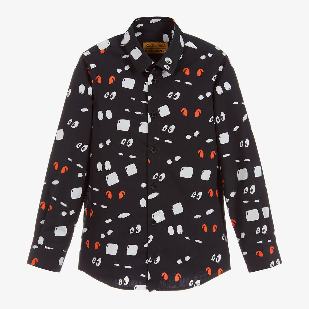 Gresham Blake for Childrensalon - قميص قطن لون أسود بطبعة ملونة | Childrensalon