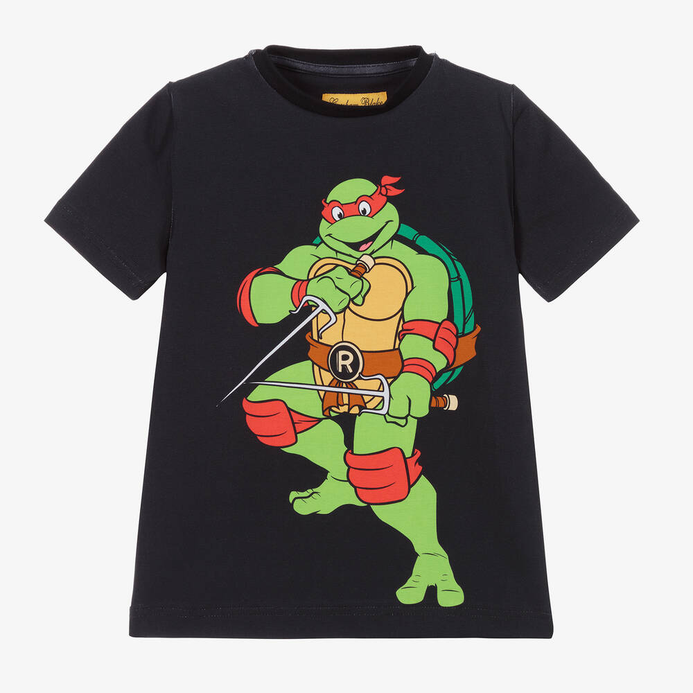 Gresham Blake for Childrensalon - Black Cotton Turtle T-Shirt | Childrensalon