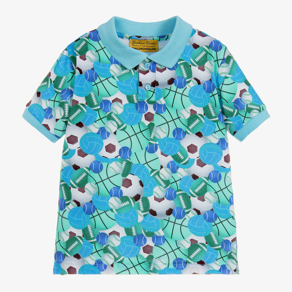 Gresham Blake for Childrensalon - Blue Cotton Football Polo | Childrensalon