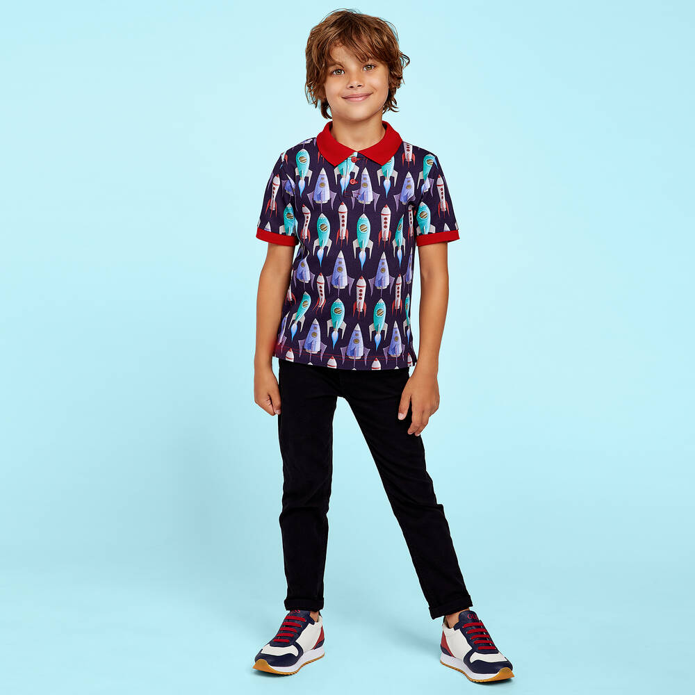 Gresham Blake for Childrensalon-Boys Blue Cotton Rocket Polo | Childrensalon Outlet