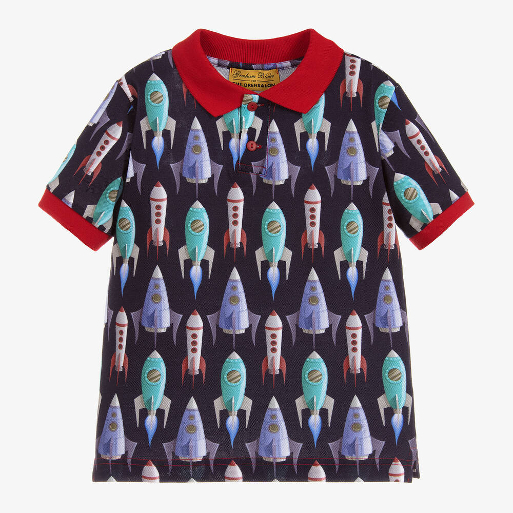 Gresham Blake for Childrensalon - Boys Blue Cotton Rocket Polo | Childrensalon