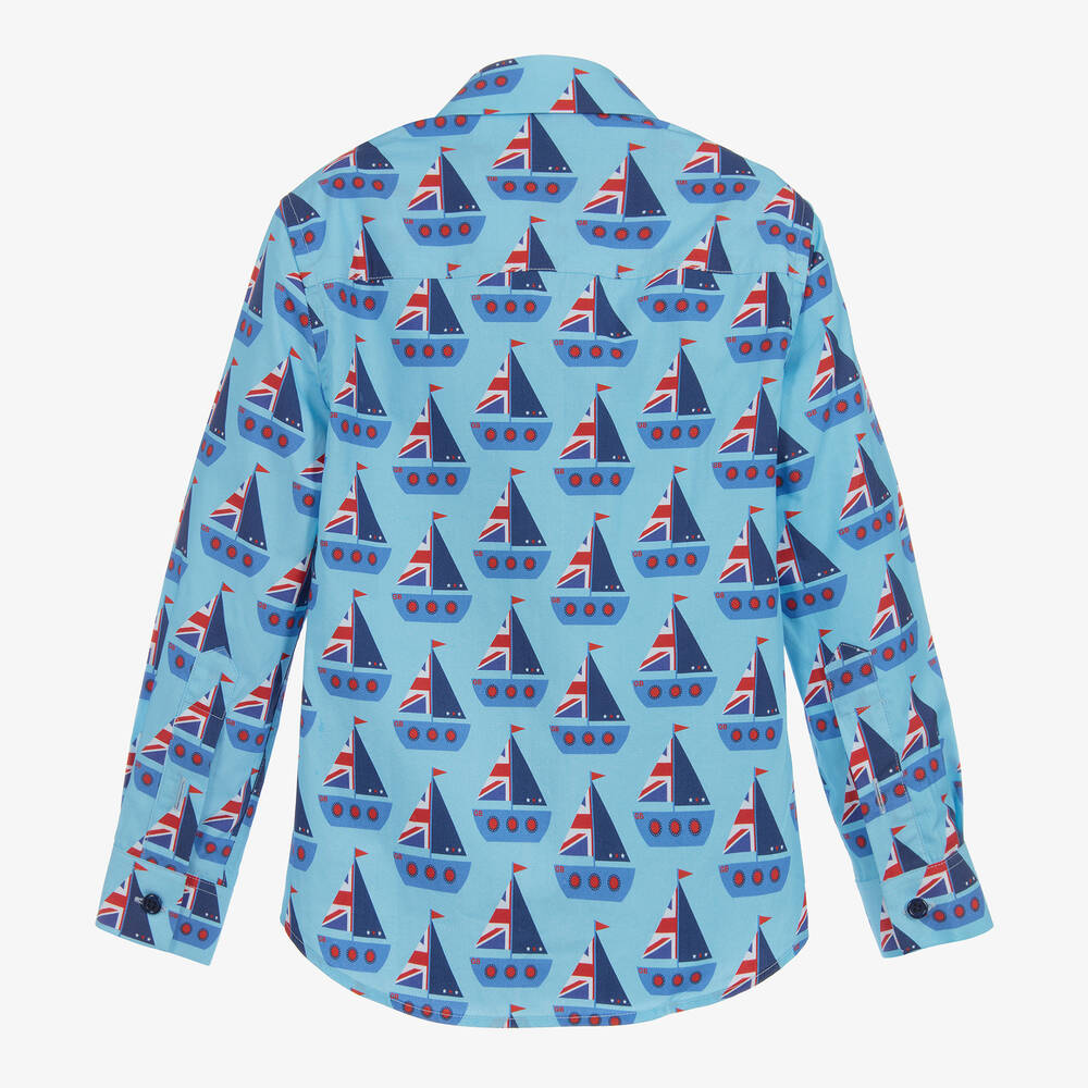 غريشام بليك فور تشلدرن صالون-قميص قطن لون تركواز للأولاد | Childrensalon Outlet