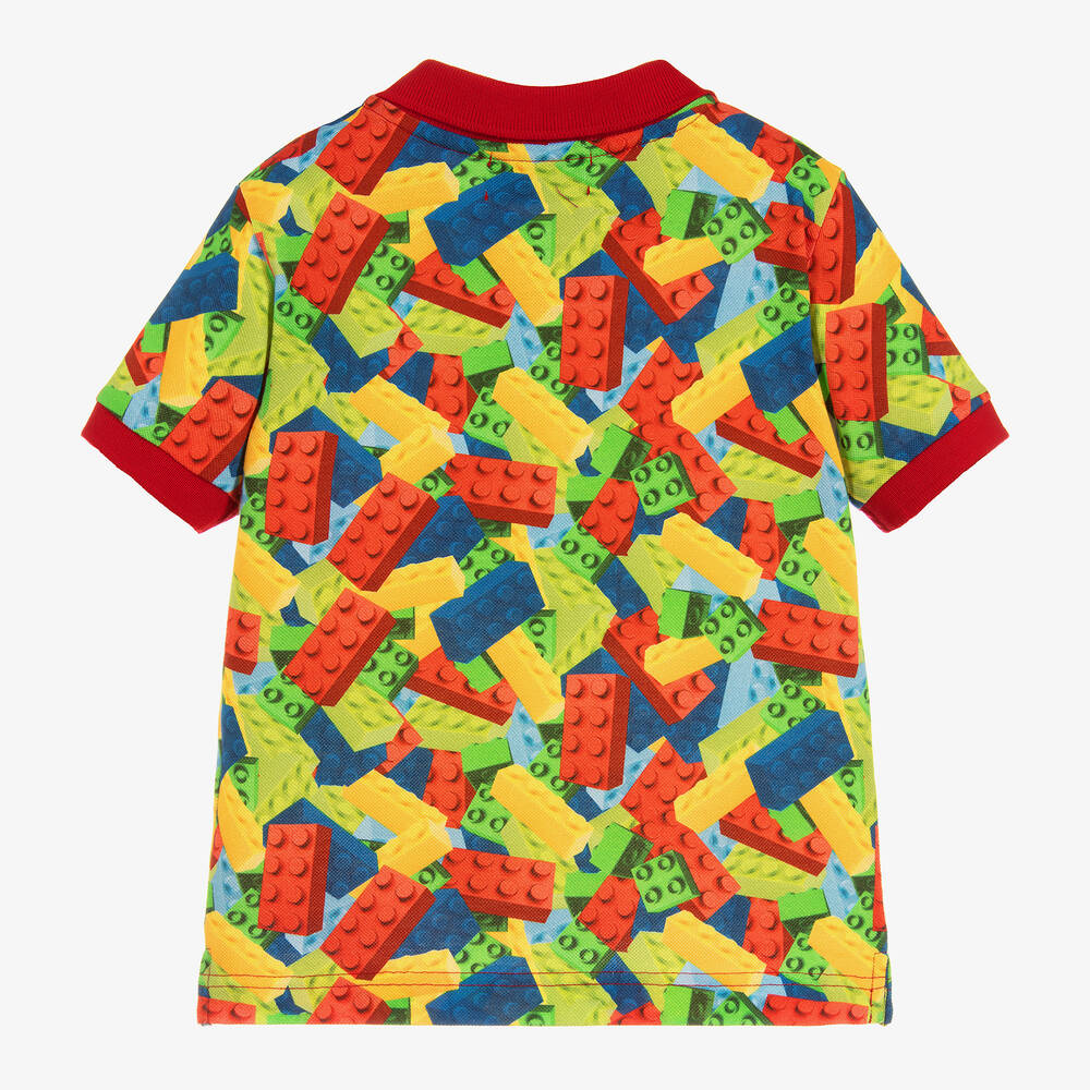 Gresham Blake for Childrensalon-Boys Cotton Bricks Print Polo | Childrensalon Outlet