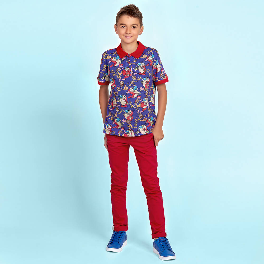 Gresham Blake for Childrensalon- Boys Cotton REN & STIMPY Polo | Childrensalon Outlet
