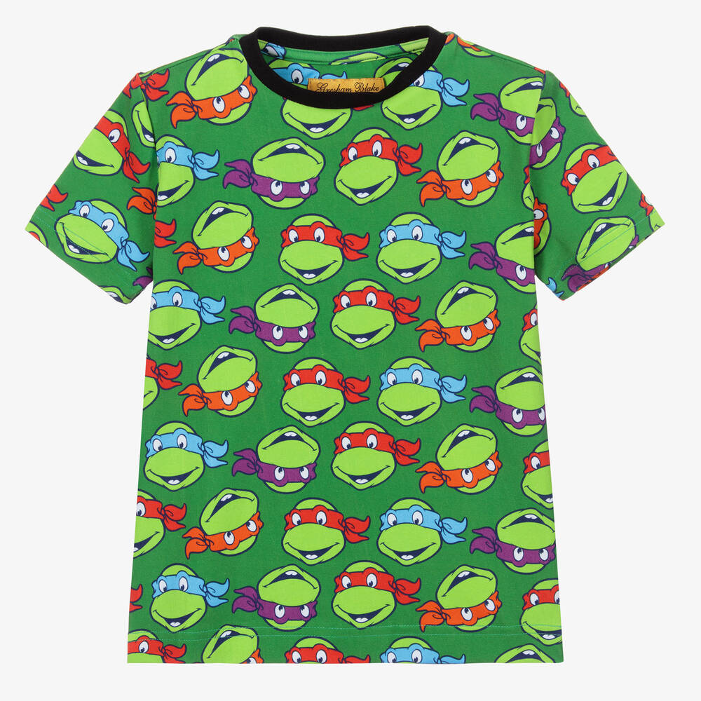 Gresham Blake for Childrensalon - Зеленая хлопковая футболка с черепашками | Childrensalon