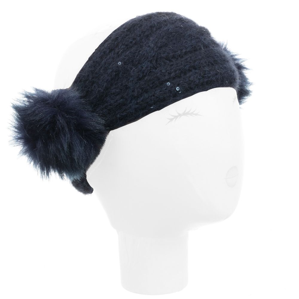 Grevi-Blue Knitted Pom-Pom Headband | Childrensalon Outlet