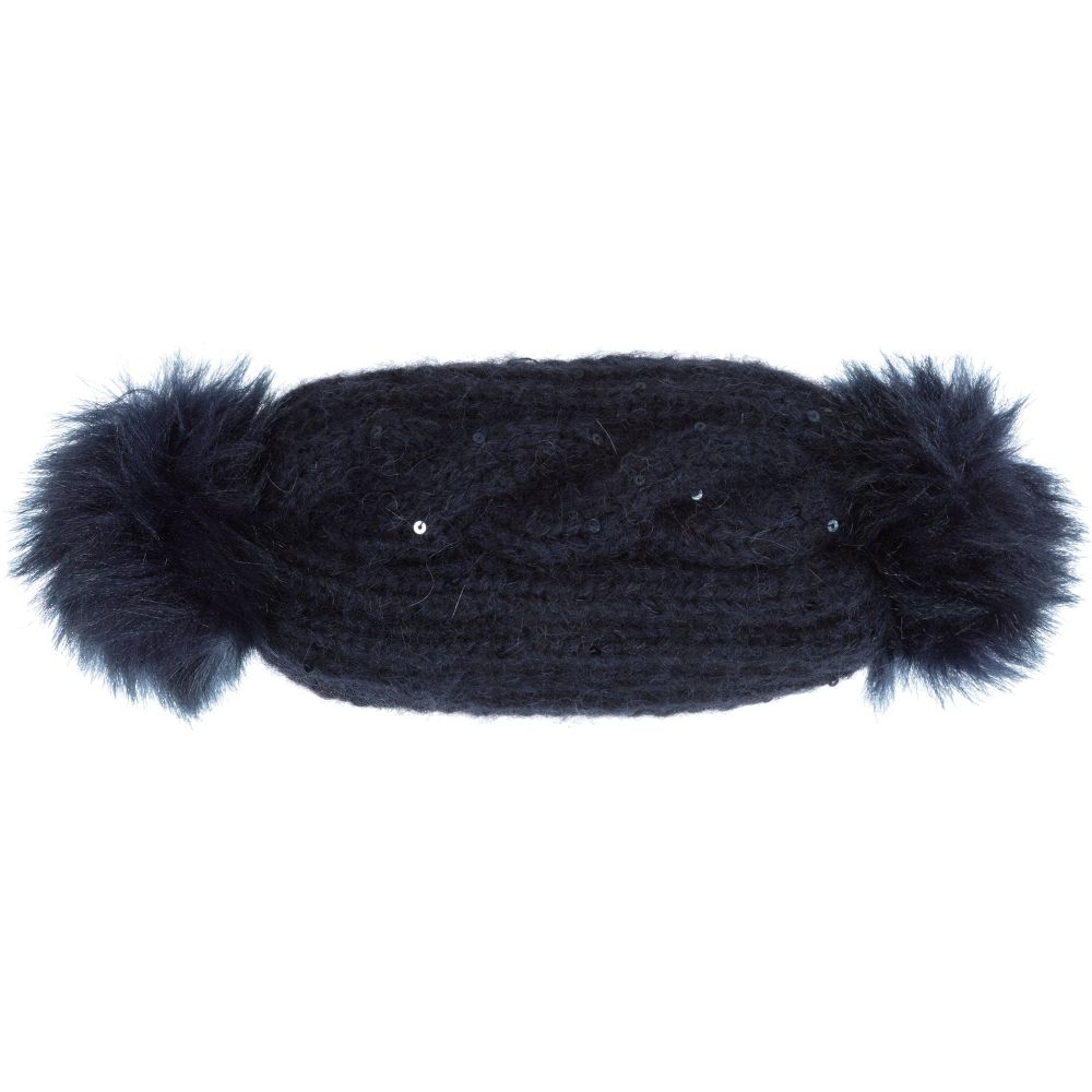 Grevi-Blue Knitted Pom-Pom Headband | Childrensalon Outlet
