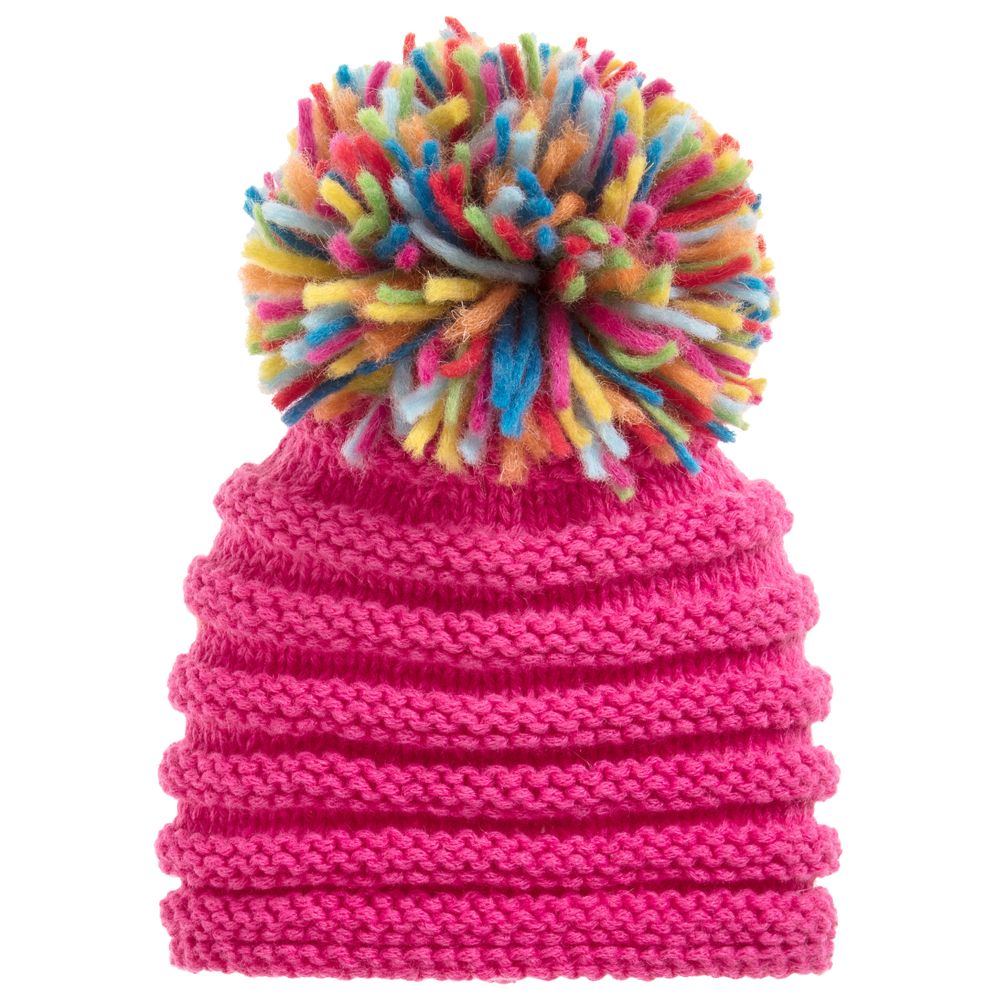 Grevi - Girls Pink Wool Knitted Hat | Childrensalon