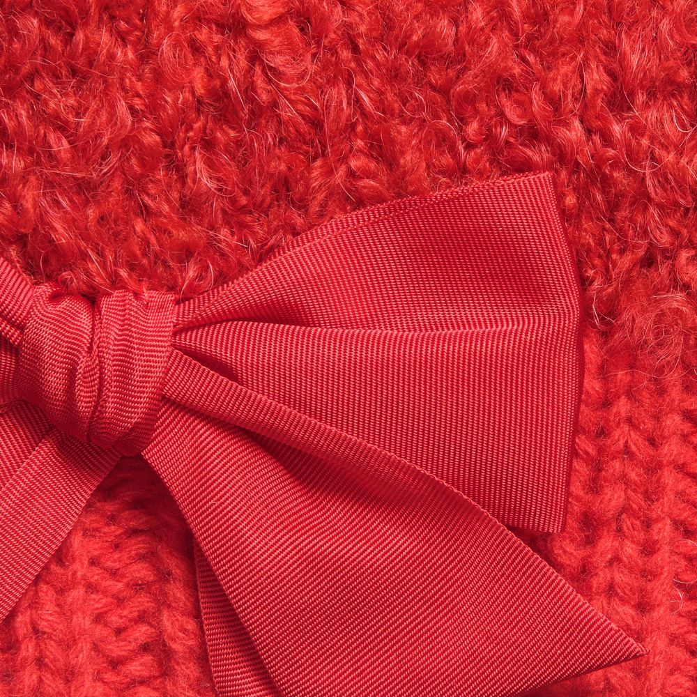 Grevi-قبعة صوف موهير محبوك لون أحمر للبنات | Childrensalon Outlet