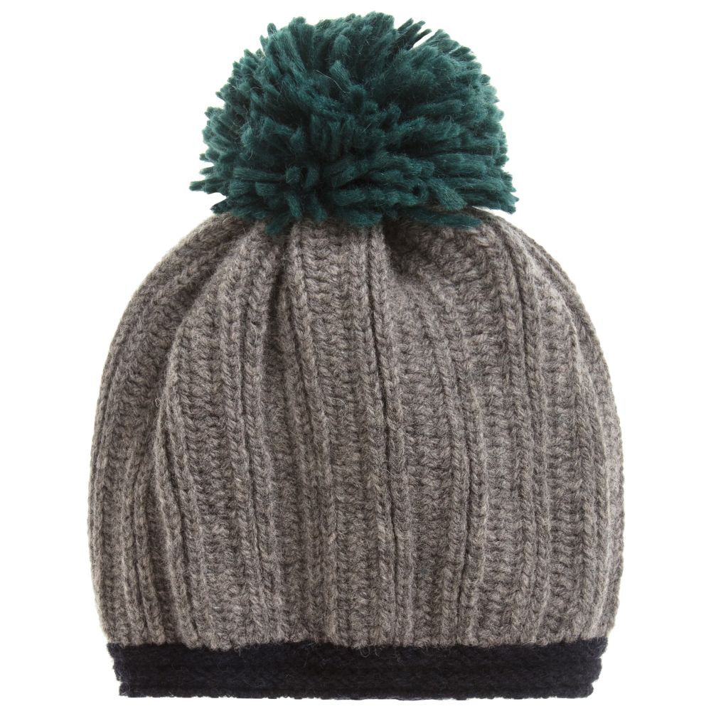 Grevi - Grey Knitted Pom-Pom Hat | Childrensalon