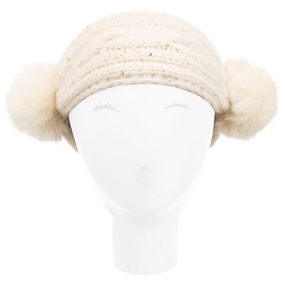 Grevi - Ivory Knitted Pom-Pom Headband | Childrensalon