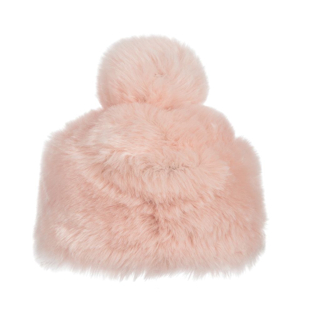 Grevi - Pink Faux Fur Pom-Pom Hat | Childrensalon