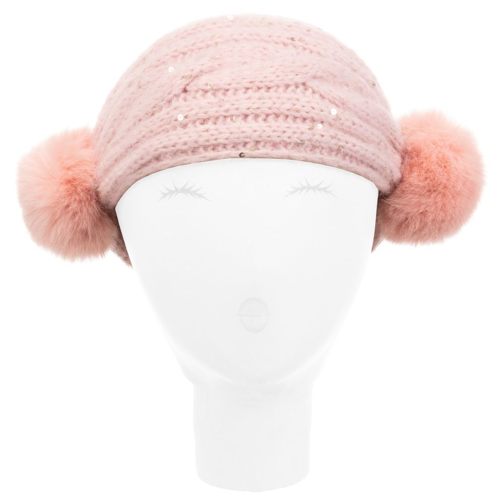 Grevi - Pink Knitted Pom-Pom Headband | Childrensalon