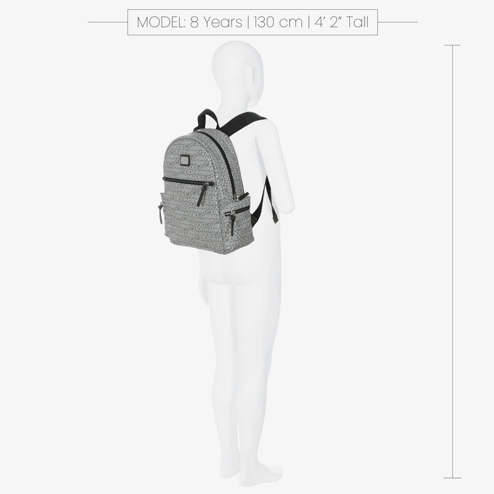 Dolce & Gabbana-Grey Backpack with White Logo Print (32cm) | Childrensalon Outlet