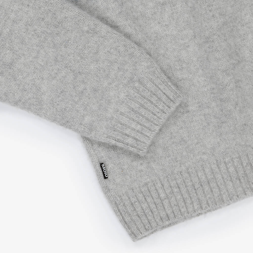 Molo-Grey & Blue Wool Knit Fair Isle Sweater | Childrensalon Outlet