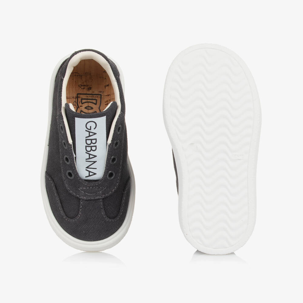 Dolce & Gabbana-Grey Cotton Canvas Trainers | Childrensalon Outlet