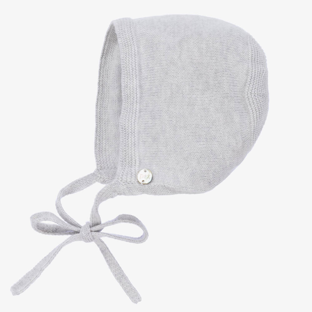 PAZ Rodríguez-Grey Cotton Knit Baby Bonnet | Childrensalon Outlet