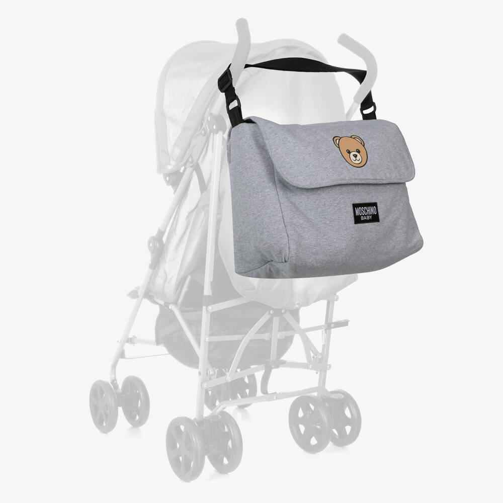 Moschino-Grey Cotton Teddy Bear Changing Bag (40cm) | Childrensalon Outlet