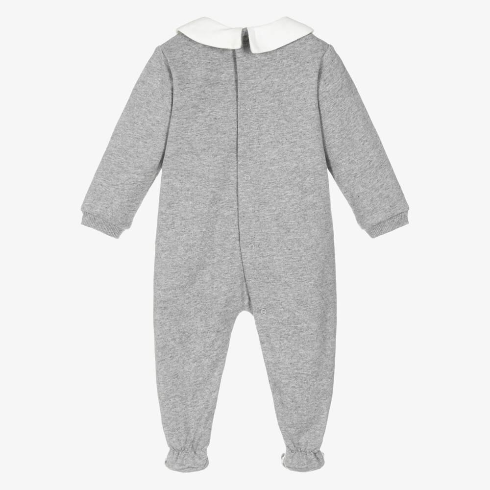 Moschino-Grey Cotton Teddy Bear Logo Babygrow | Childrensalon Outlet
