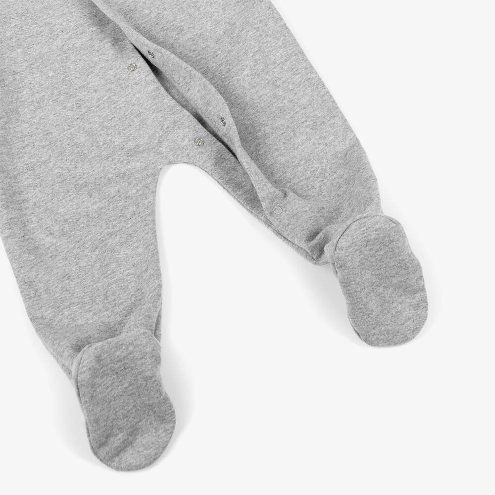 Moschino-Grey Cotton Teddy Bear Logo Babygrow | Childrensalon Outlet