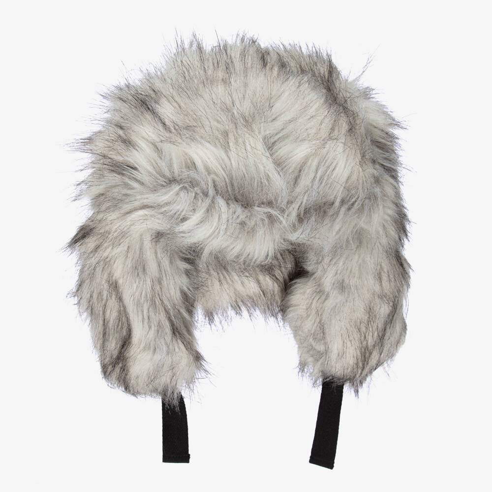 Molo-Grey Fluffy Faux Fur Hat | Childrensalon Outlet