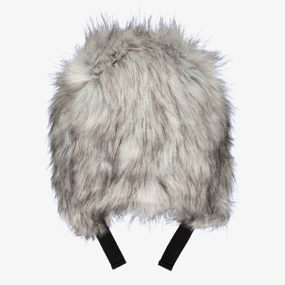 Molo-Grey Fluffy Faux Fur Hat | Childrensalon Outlet