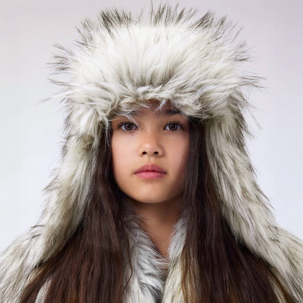 Molo-Grey Fluffy Faux Fur Hat | Childrensalon Outlet