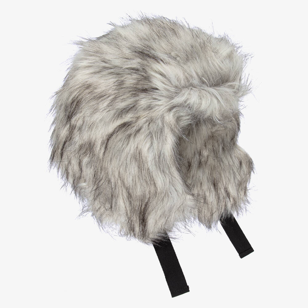 Molo-Grey Fluffy Faux Fur Hat | Childrensalon Outlet