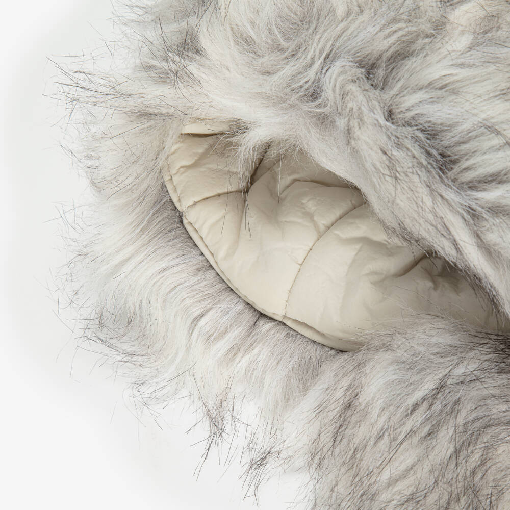 Molo-Grey Fluffy Faux Fur Hat | Childrensalon Outlet
