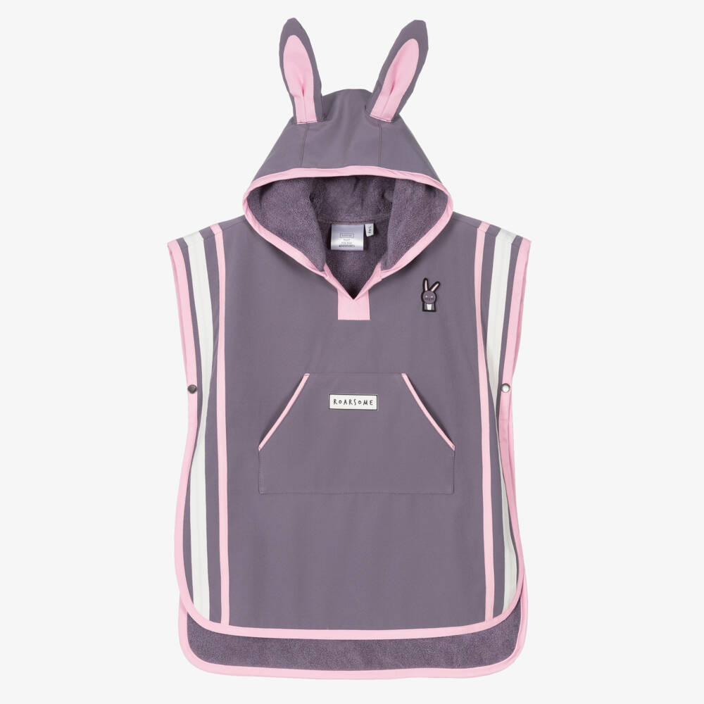 Roarsome-Grey Hop The Bunny Poncho Towel | Childrensalon Outlet
