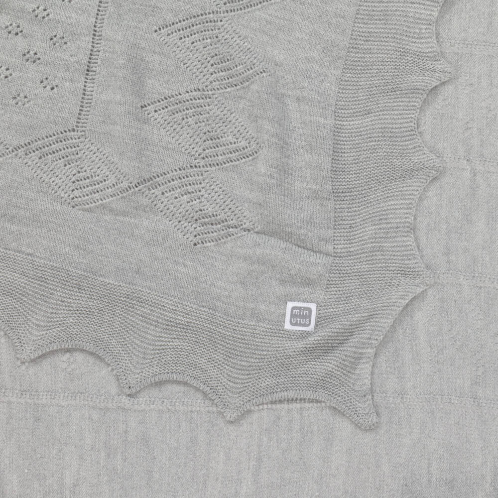 Minutus-Grey Knitted Baby Shawl (104cm) | Childrensalon Outlet