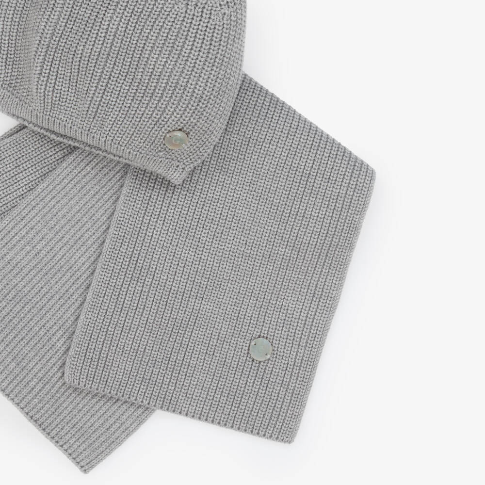 Artesanía Granlei-Grey Knitted Hat & Scarf Set | Childrensalon Outlet