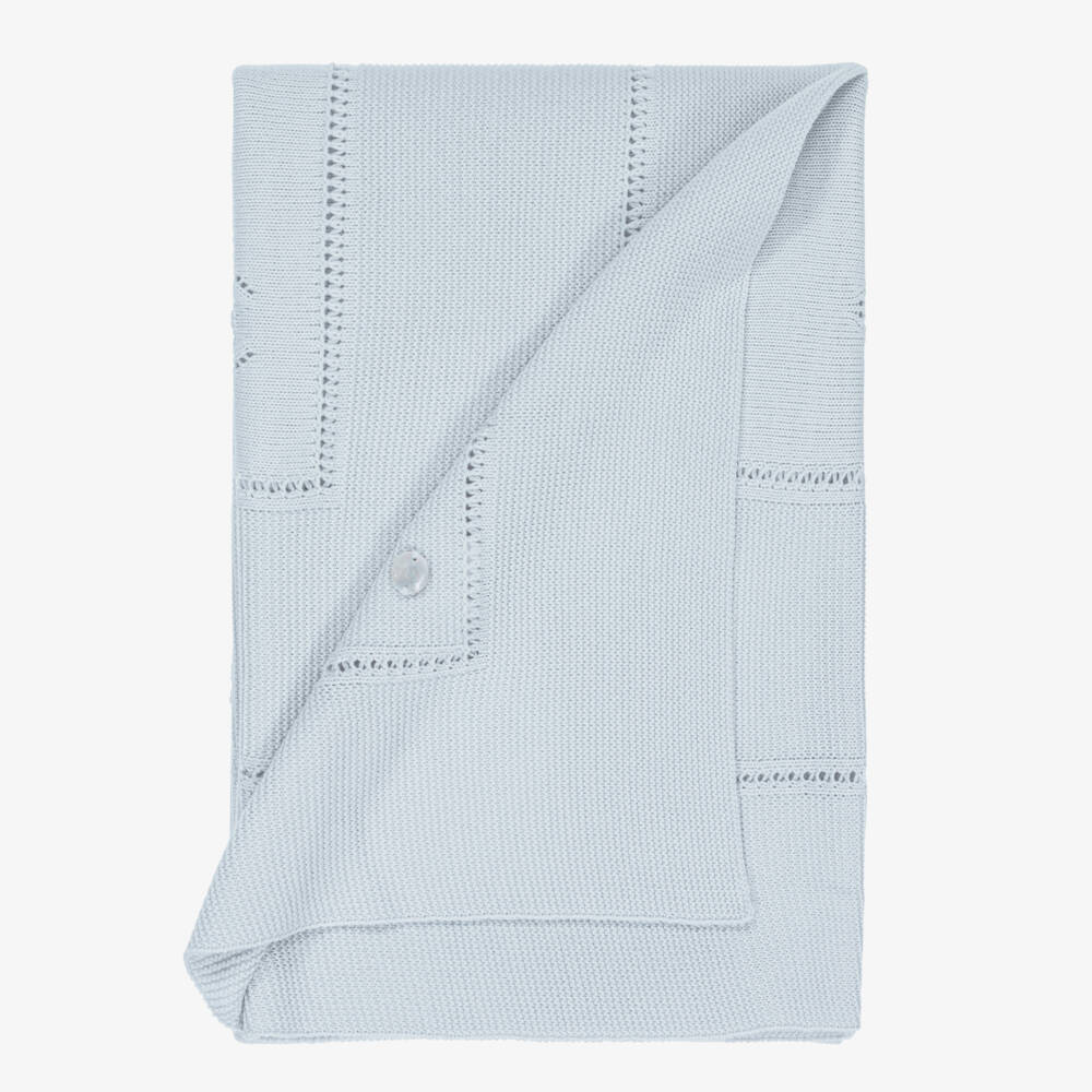 Artesanía Granlei-Grey Openwork Knitted Baby Blanket (106cm) | Childrensalon Outlet