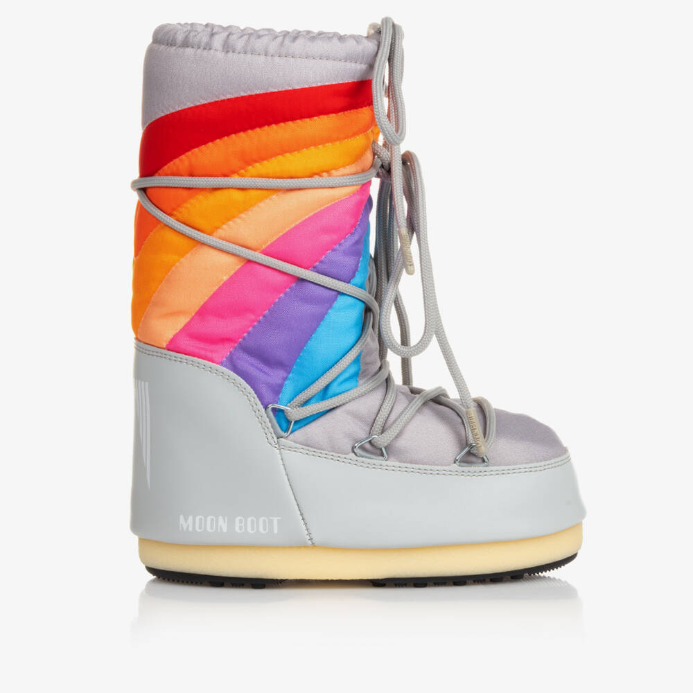 Moon Boot-Grey & Rainbow Snow Boots | Childrensalon Outlet