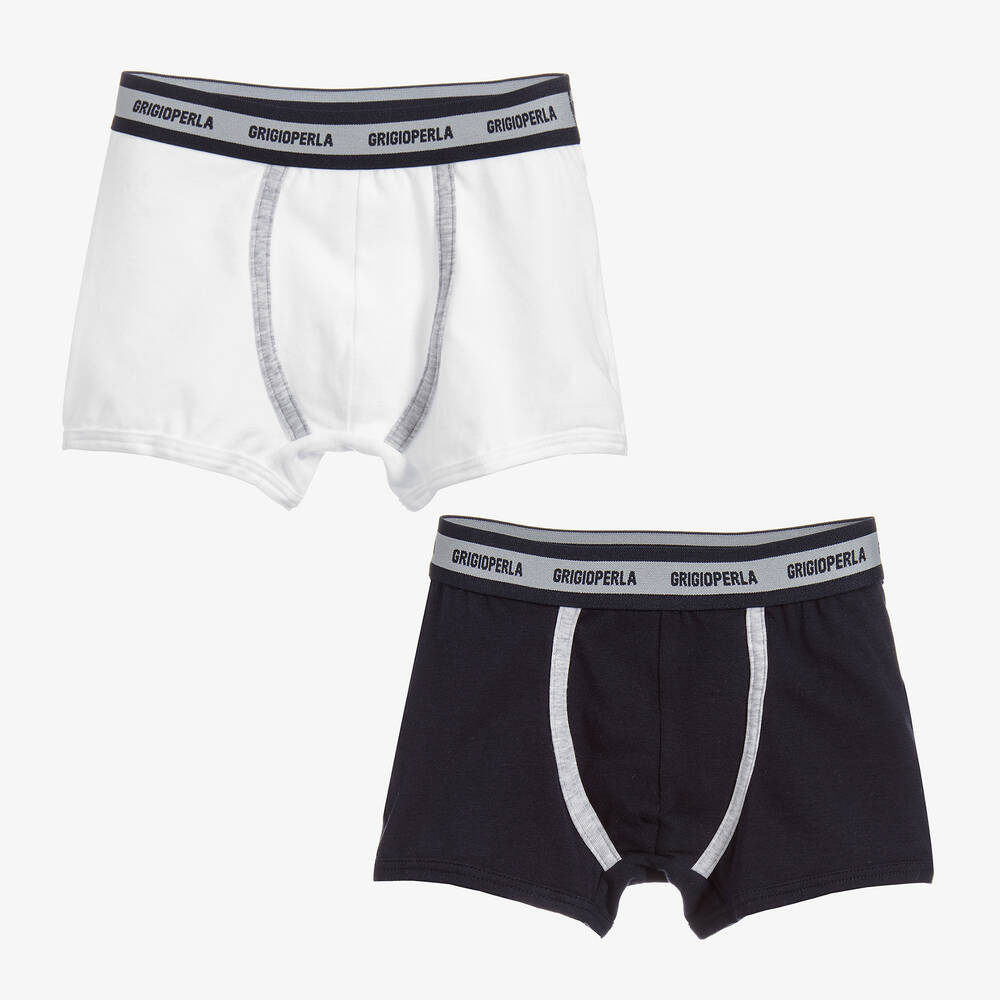 Grigio Perla - Boys Cotton Boxer Shorts (Pack of 2) | Childrensalon