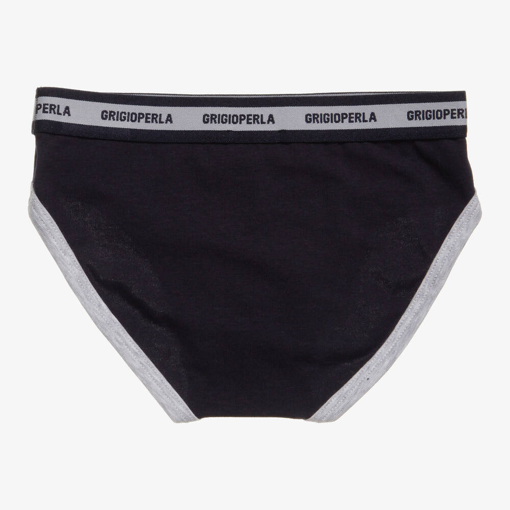 Grigio Perla-Boys Navy Blue Cotton Pants | Childrensalon Outlet